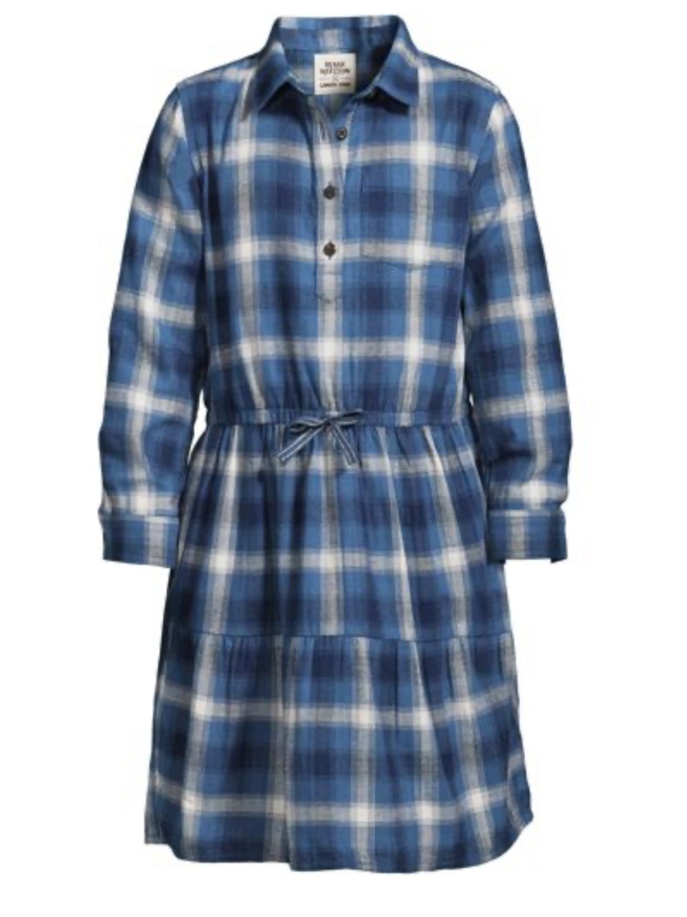 Lands' End x Blake Shelton - Blue Plaid Flannel Dress Size M/8 NWT